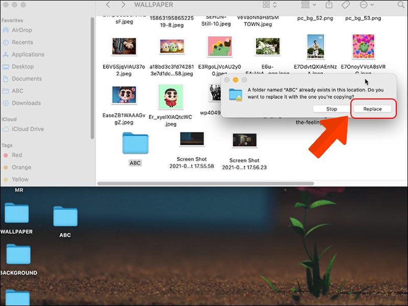 Chọn replace thư mục